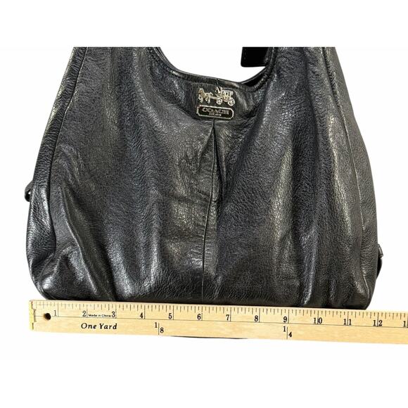 Coach Madison Maggie Shoulder Bag Black Pebbled Leather Designer Hobo Purse - Picture 14 of 16